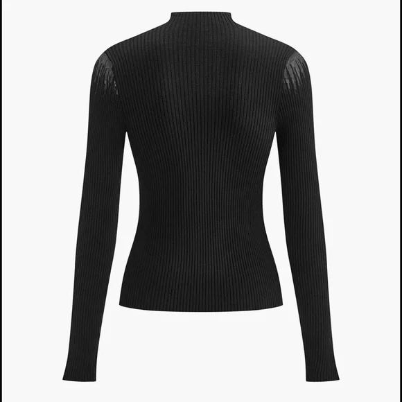 Commense Black and Brown Contrast Blouse - Picture 4 of 5